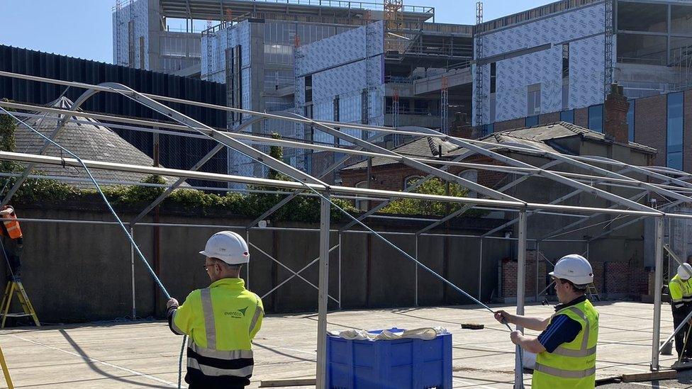 Johnny McCamphill's marquee hire firm installed a large temporary structure at the Ulster University building site in Belfast