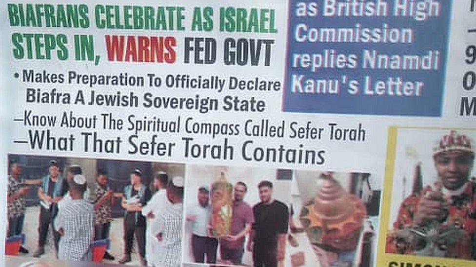 Voice of Biafra newspaper showing pictures of the Israelis in Nigeria