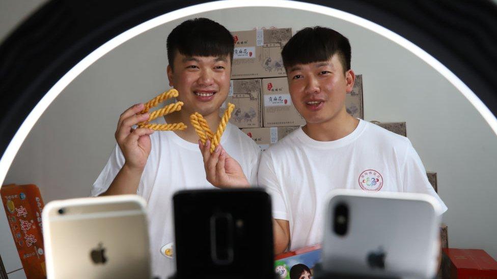 Zhang Yabo and Zhang Ya-zhao present tiktok webcast in Henan Province, China