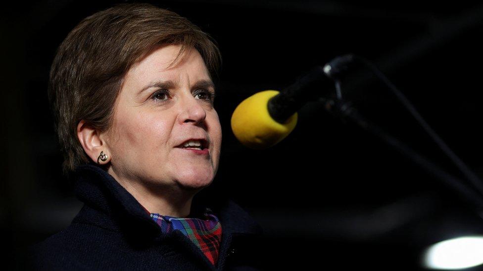 SNP leader Nicola Sturgeon speaks at a pro-independence rally