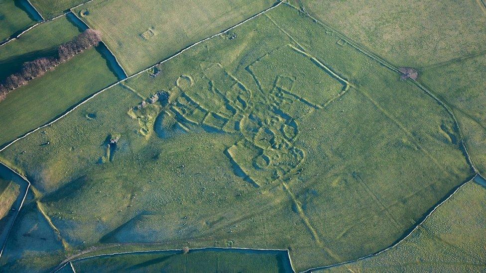 Hill fort remains in a field