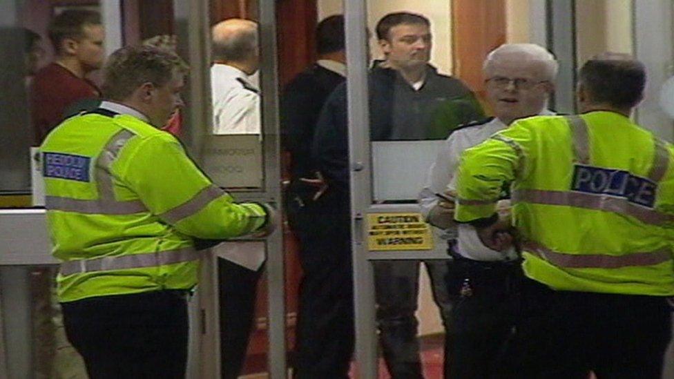 Police at hospital front door