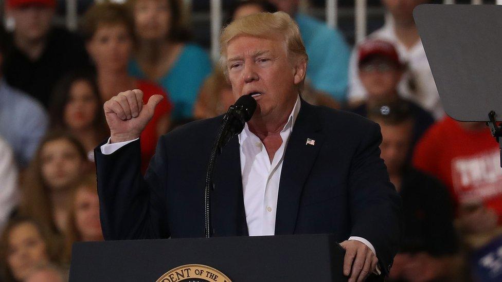 Donald Trump speaking at a rally