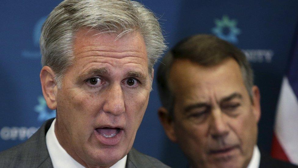 Kevin McCarthy with speaker John Boehner on 8 October 2015