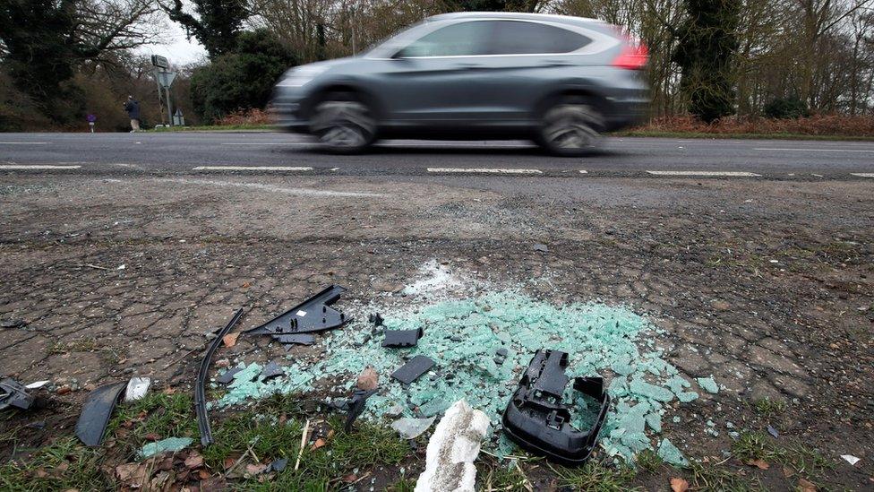 Debris from the crash that involved Prince Philip.