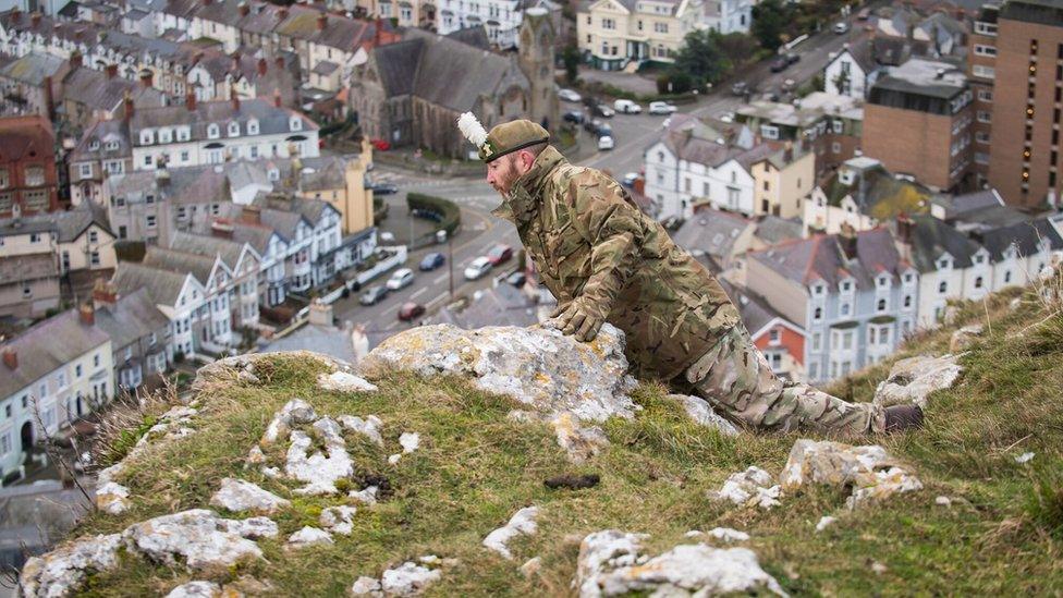 A soldier on the Great Orme searching for Shenkin