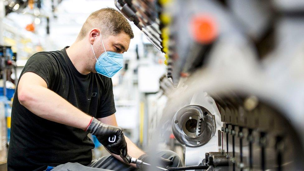 Rolls-Royce Power Systems worker at the firm's base in Friedrichshafen