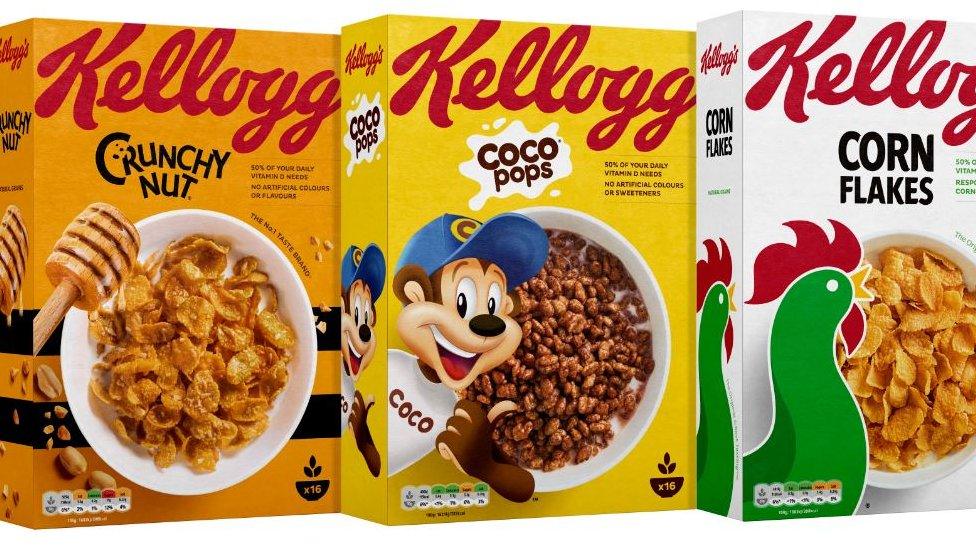 Kellogg cereal boxes with traffic light labelling