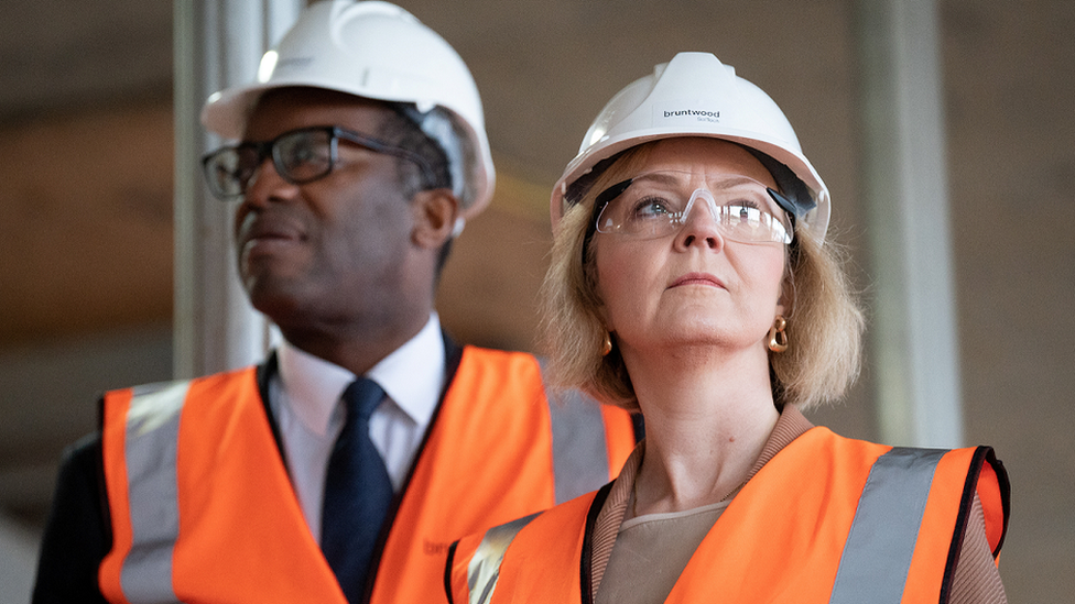 Liz Truss and Kwasi Kwarteng visit a construction site for a medical innovation campus