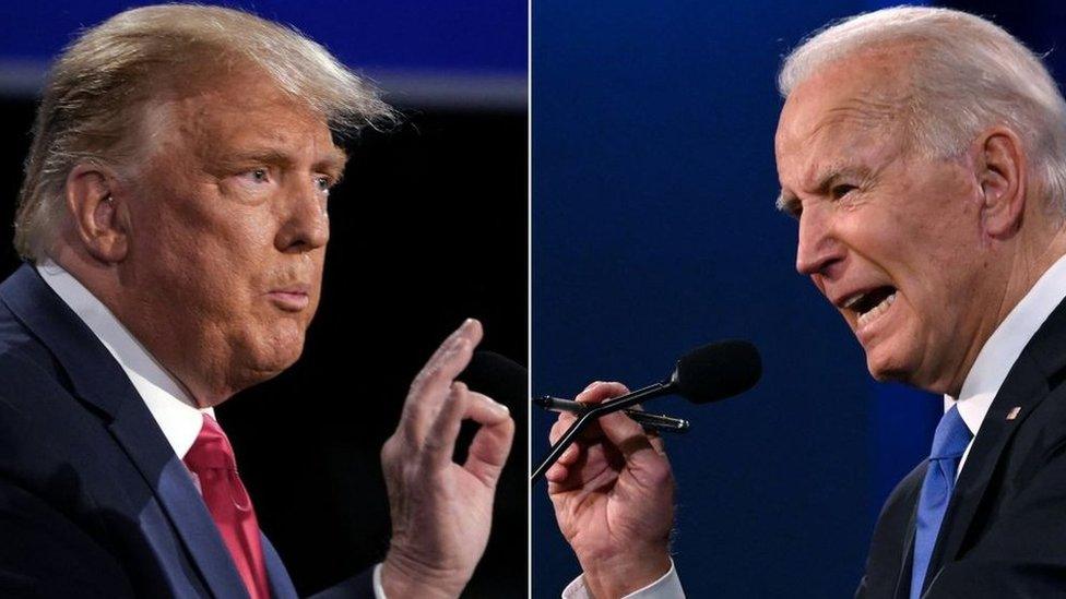 A compilation of Biden and Trump in a debate