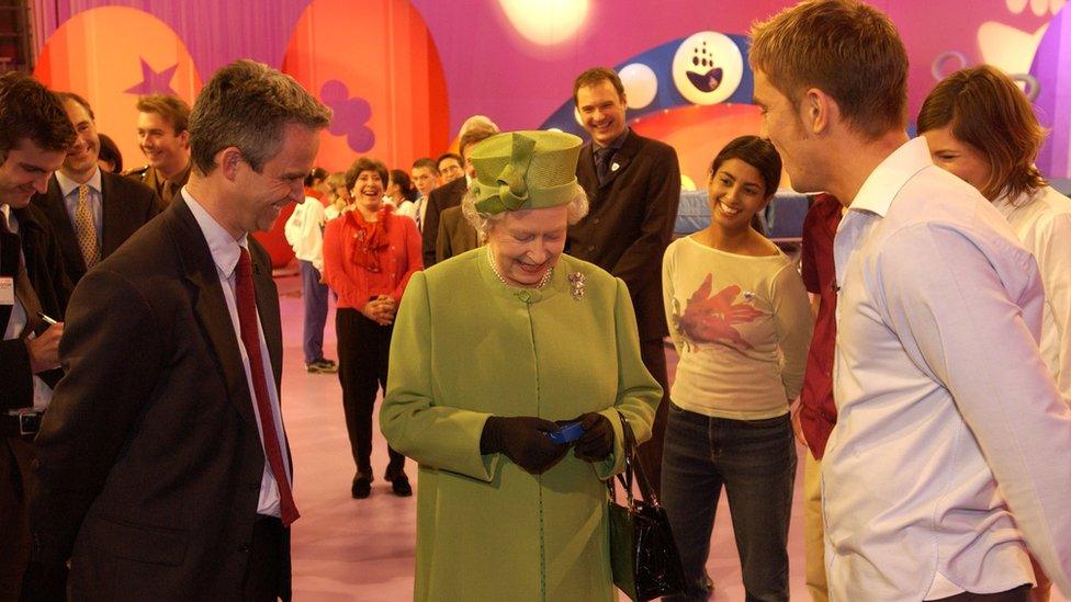 The Queen receives her gold blue peter badge