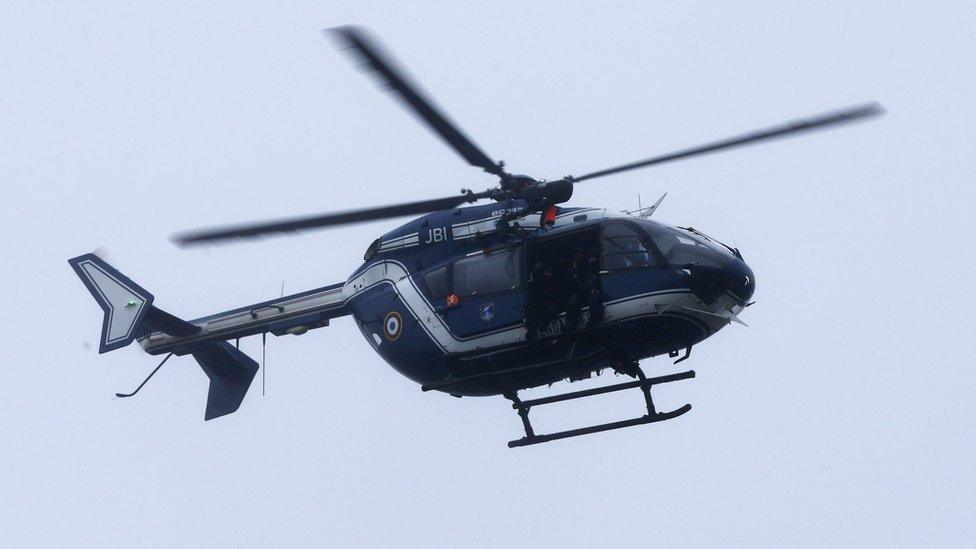 French police helicopter (photographed during search for Charlie Hebdo attackers in January 2015)