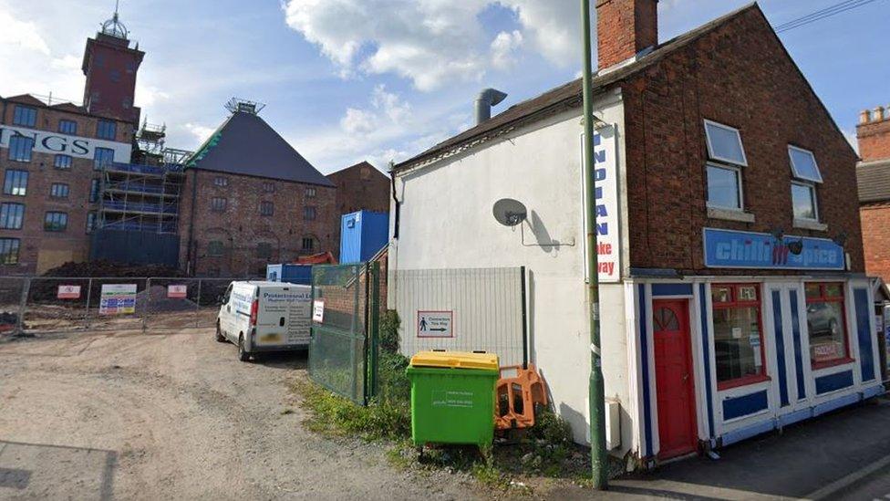 Chilli Spice takeaway in front of the flaxmill maltings