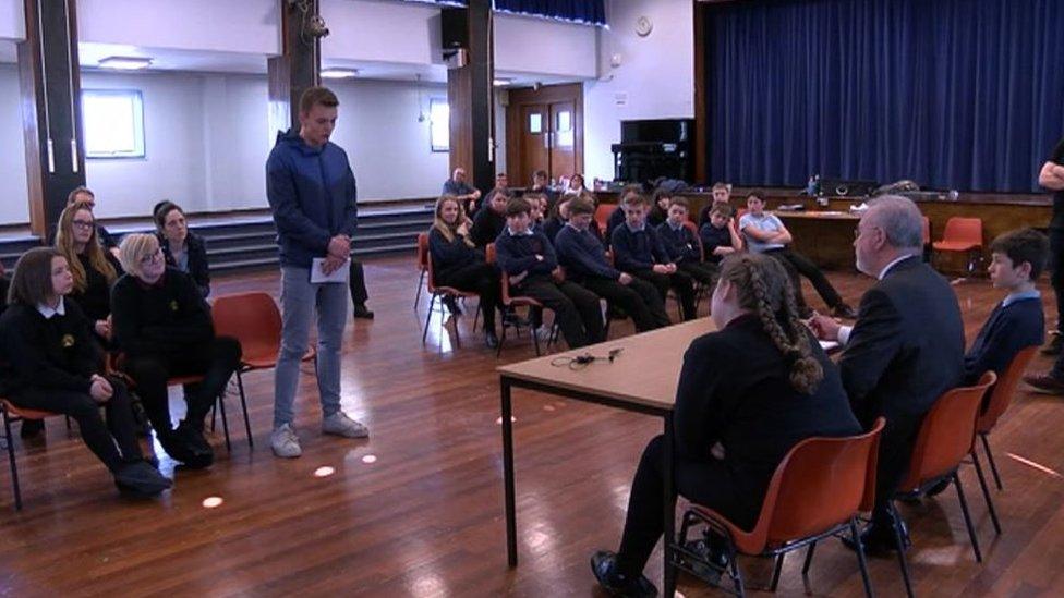 Students watching a county lines theatre performance