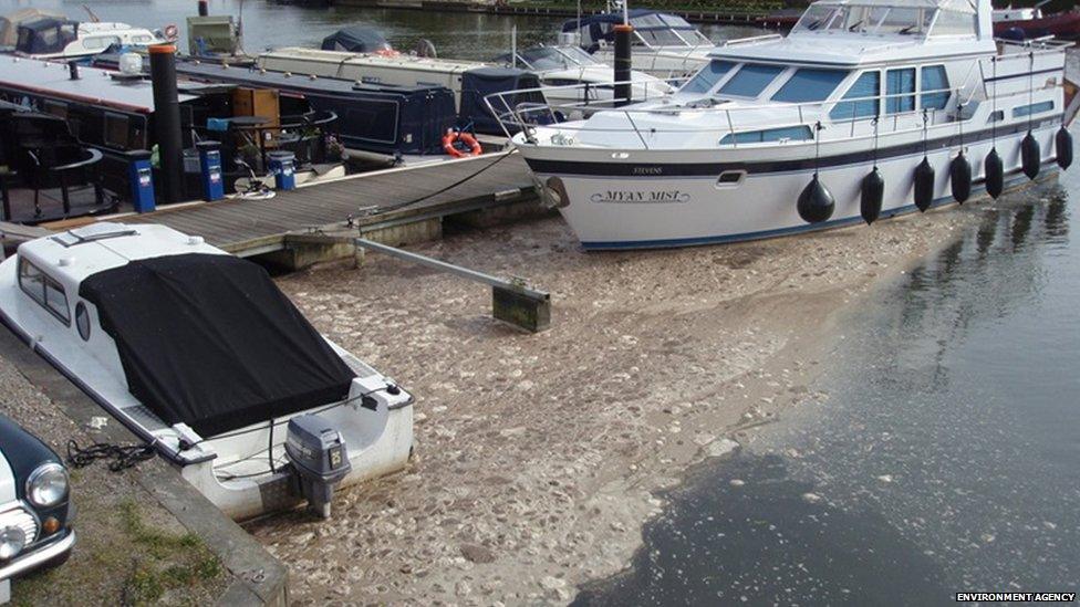 Image dated 2013 (exact date not known) shows raw untreated sewage dumped in the River Thames at Bourne End, Buckinghamshire.