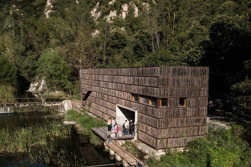 Exterior of Liyuan Library, which is surrounded by trees