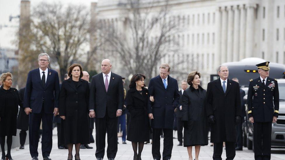 The Bush family attending George HW Bush's funeral