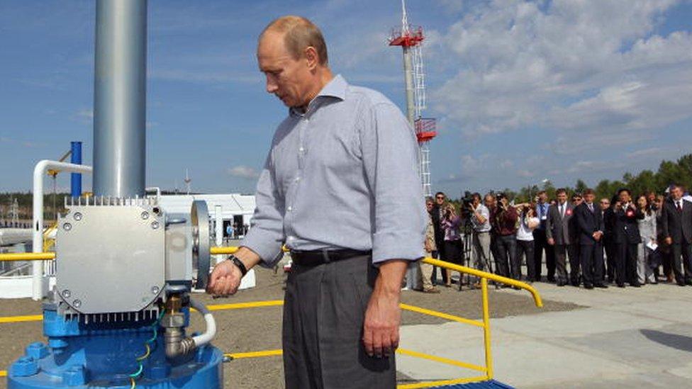 Russian President Vladimir Putin attends the opening ceremony for a Russia-China oil pipeline in the far eastern region of Amur in 2010