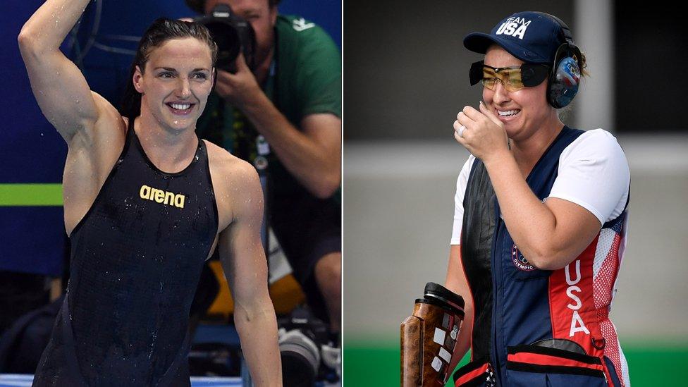 Swimmer Katinka Hosszu, left, and trap shooter Corey Cogdell-Unrein, right