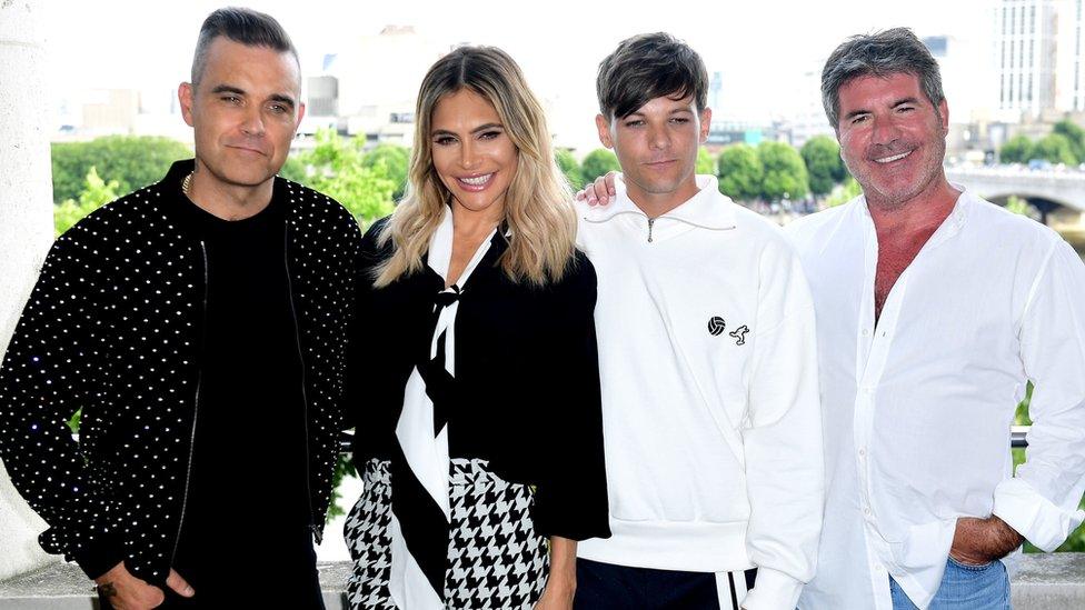 Robbie Williams, Ayda Field, Louis Tomlinson and Simon Cowell