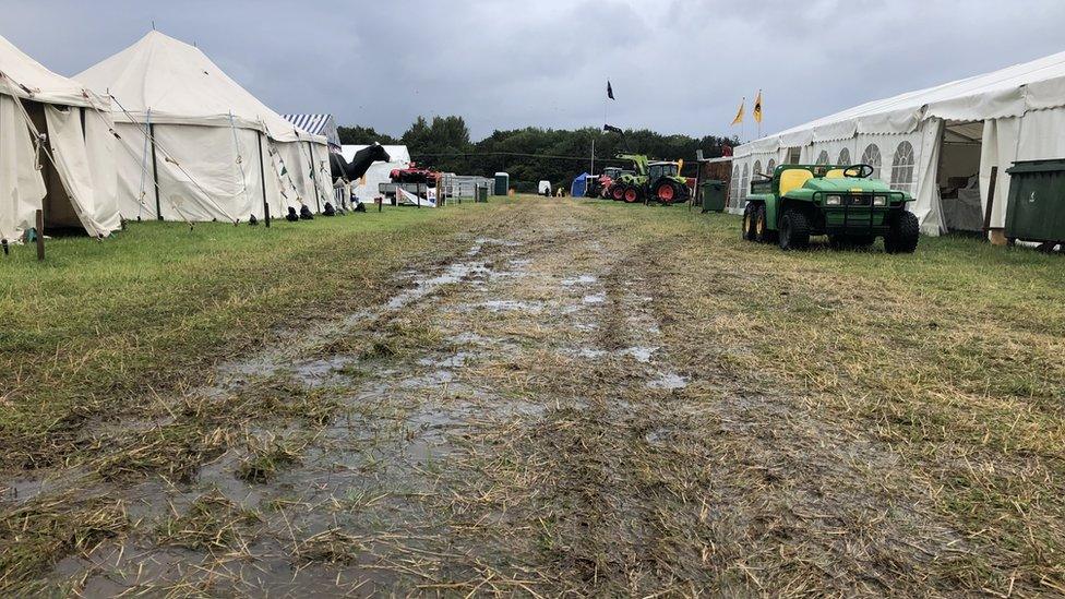 Waterlogged show field at Royal Manx Show