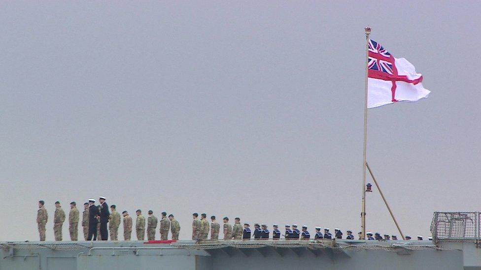 Junior sailors lined the vessel's decks