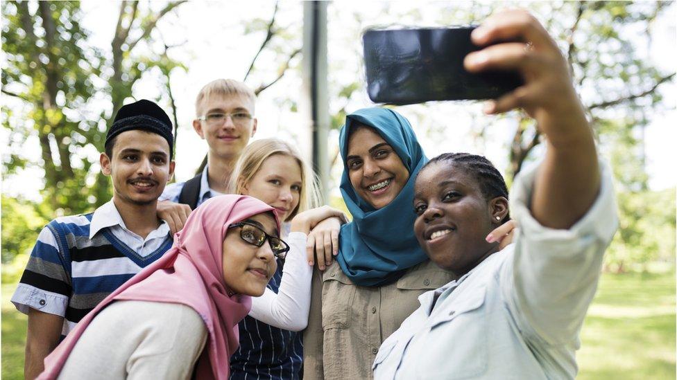 group of girls taking a selfie