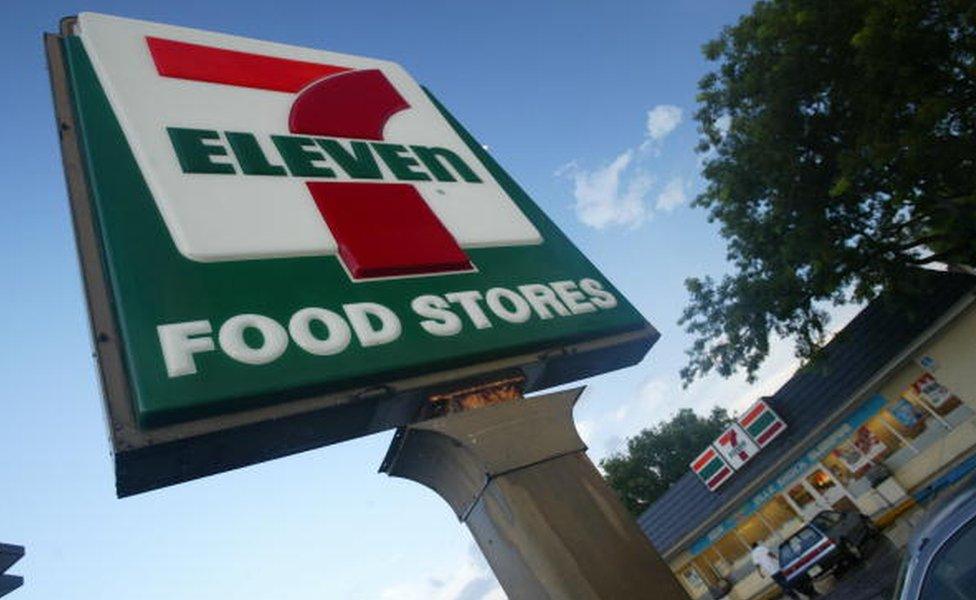 A 7-Eleven sign is seen on July 18, 2002 in Pembroke Pines, Florida. 7