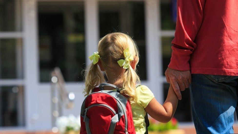 Girl walking to school