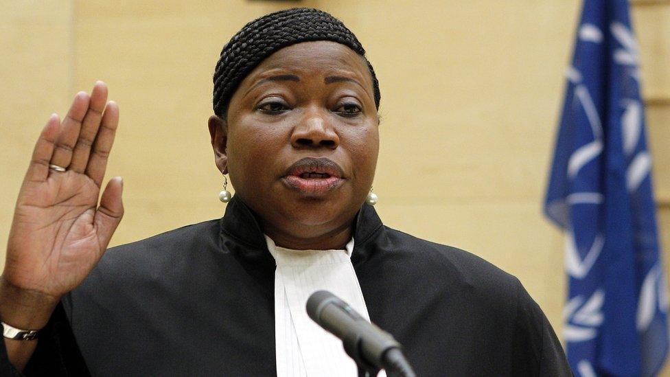 Gambian war crimes lawyer Fatou Bensouda takes the oath during a swearing-in ceremony as the International Criminal Court's new chief prosecutor in The Hague, on June 15, 2012.