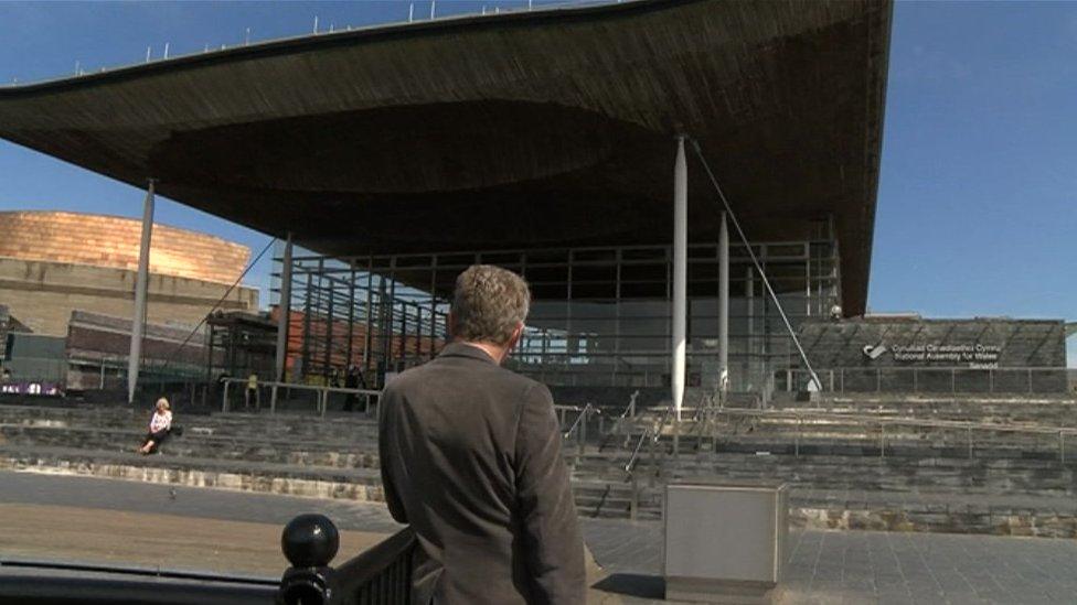 David Bevan in front of the Senedd building