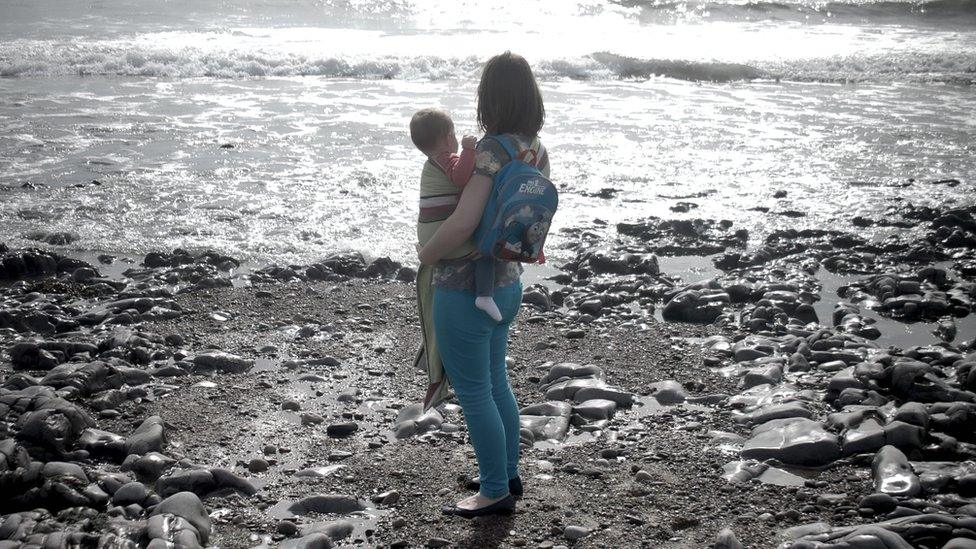 Prof James Sullivan, of Swansea University, took this picture of his wife and daughter at Ogmore-by-Sea in the Vale of Glamorgan. It was his daughter's first visit to the seaside