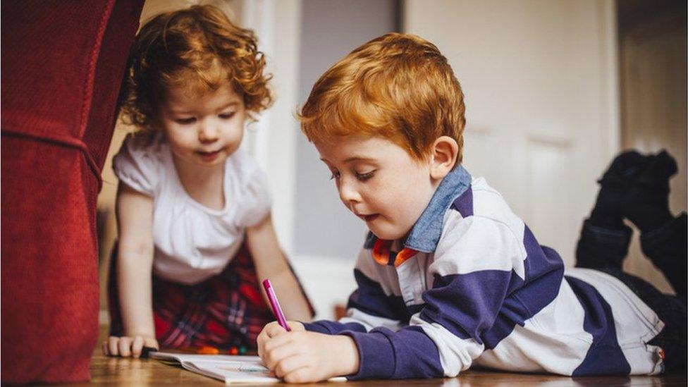 Two children with red hair