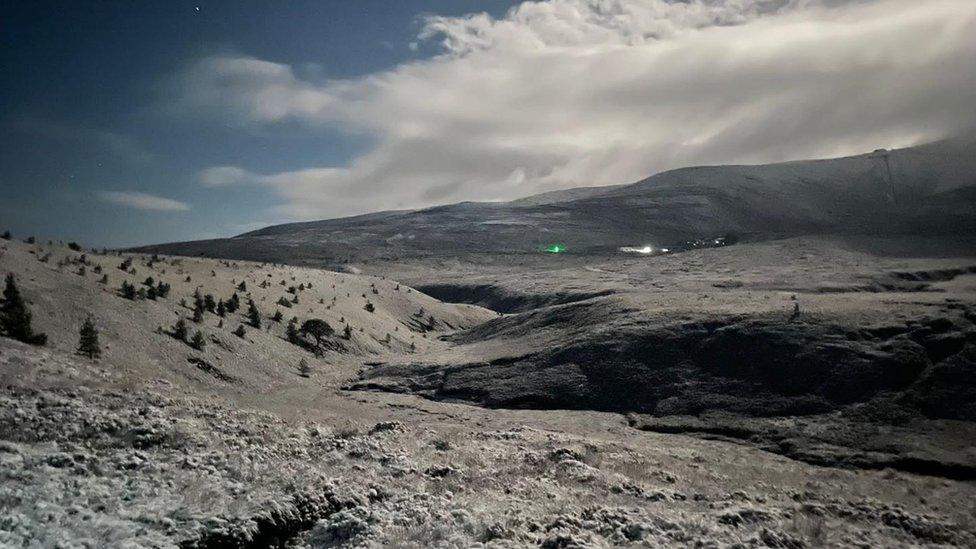 Moonlit, snow-dusted Cairngorms