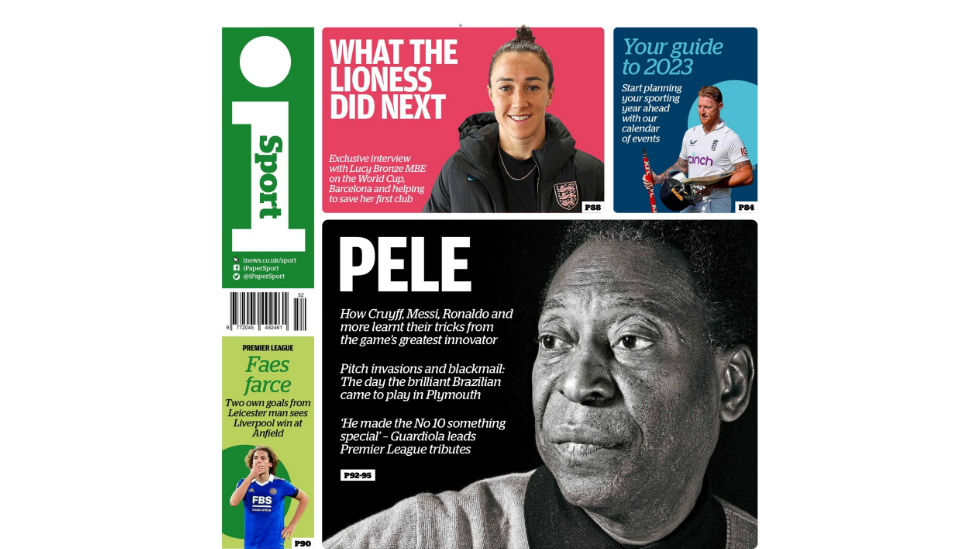 Saturday's I Sport with a headline about Pele