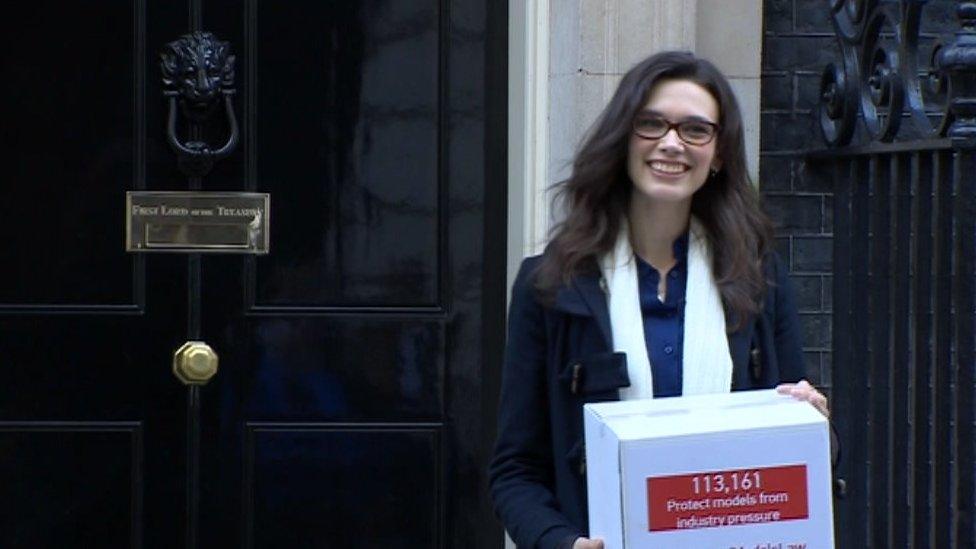 Rosie Nelson handing her petition into 10 Downing Street