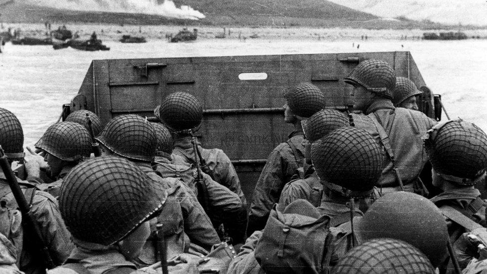 Troops in a ship on D-Day