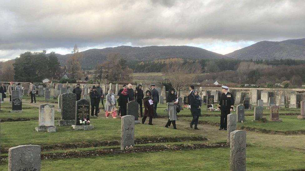 Visitors to Kingussie Cemetery