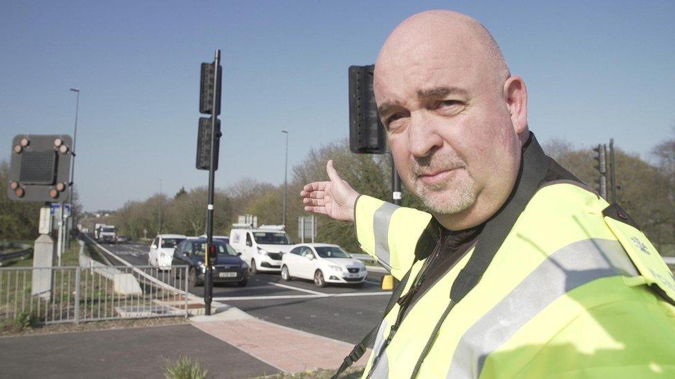 Gwent police forensic investigator at the junction