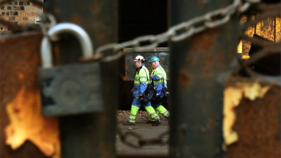 Locked factory gate