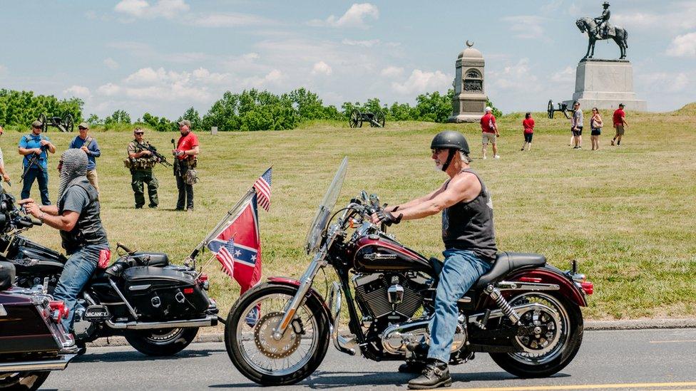 People gather at the Gettysburg site in Pennsylvania