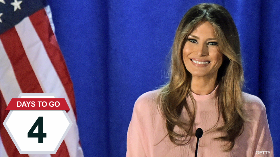 Melania Trump speaks at a rally for her husband in Berwyn, Pennsylvania - 3 November 2016 (AFP/Getty)