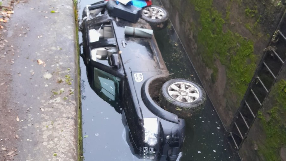 Car in a canal