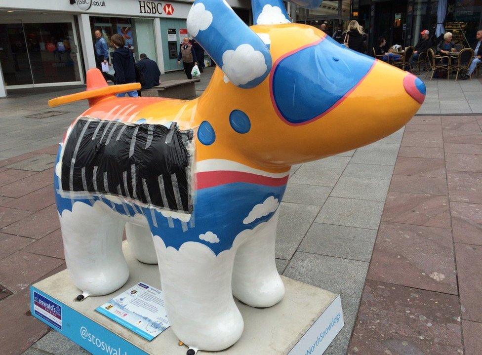 A damaged snowdog in Sunderland