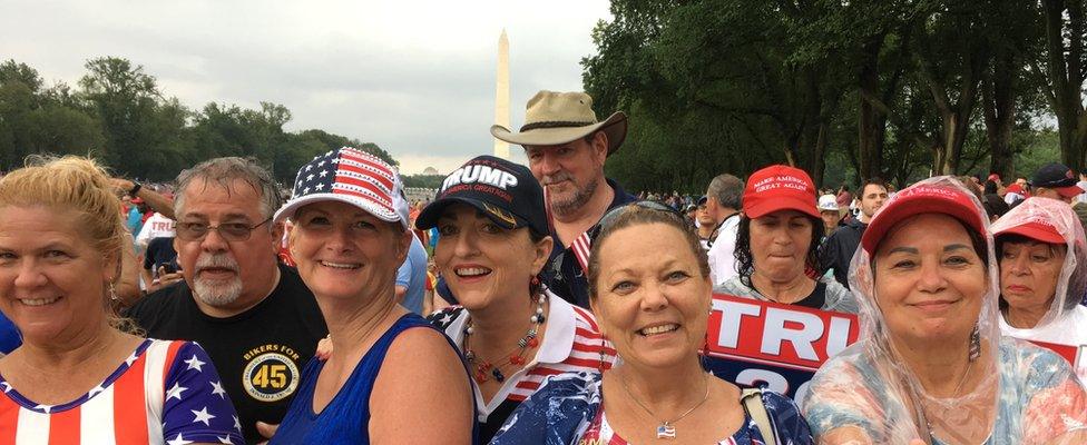 Supporters of Mr Trump gather at the event