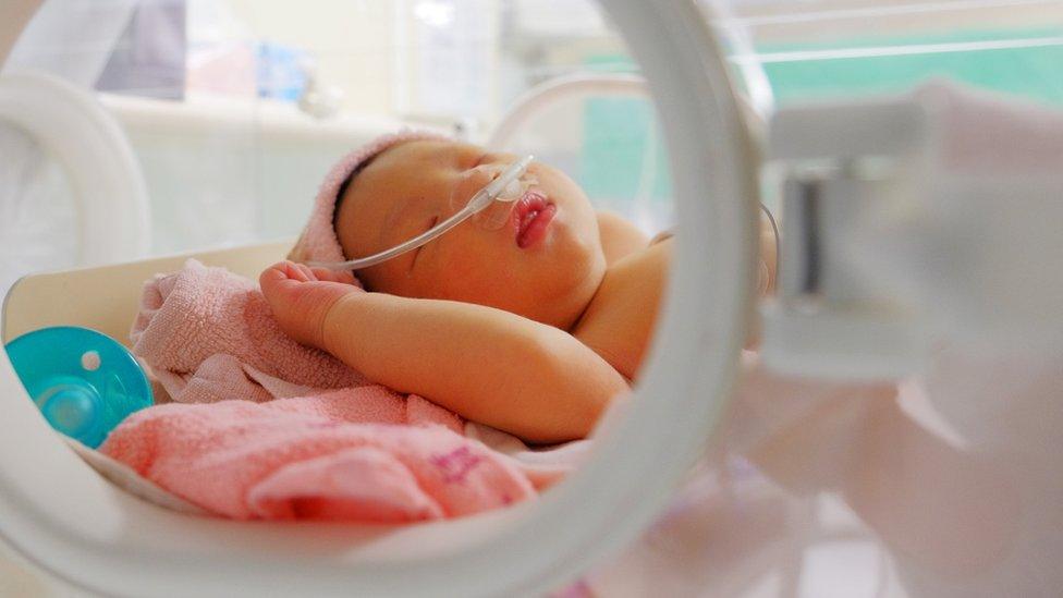 Tiny baby in an incubator