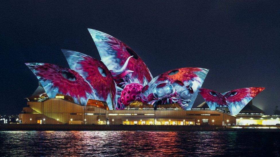 A light projection at the Sydney Opera House in Australia