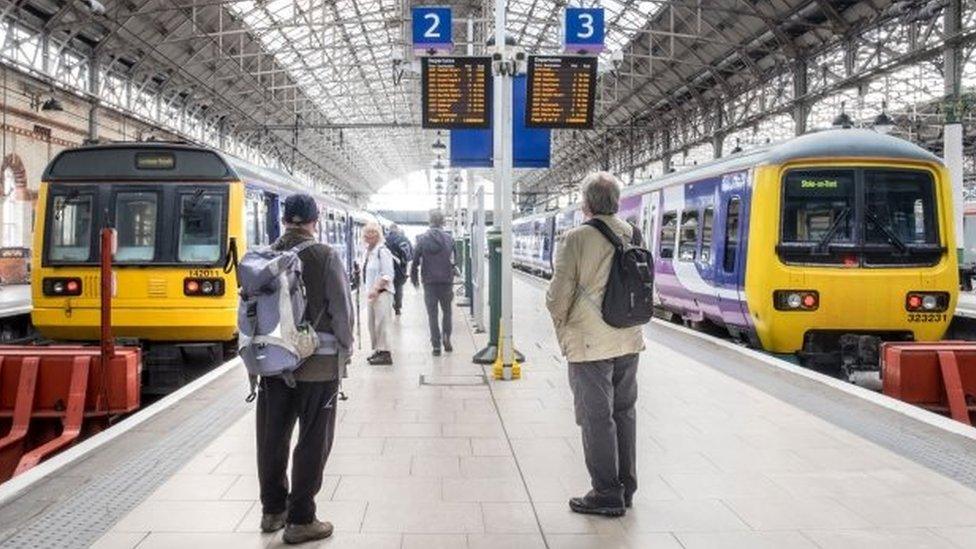 Rail passengers at Manchester Piccadilly station