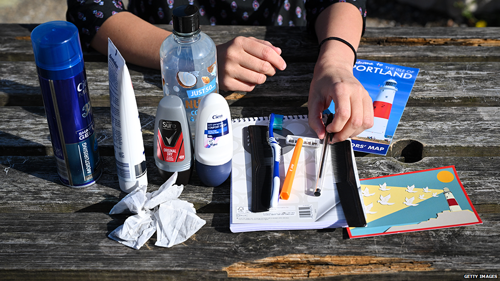 Goody bag contains toiletries, notebook and local phone number