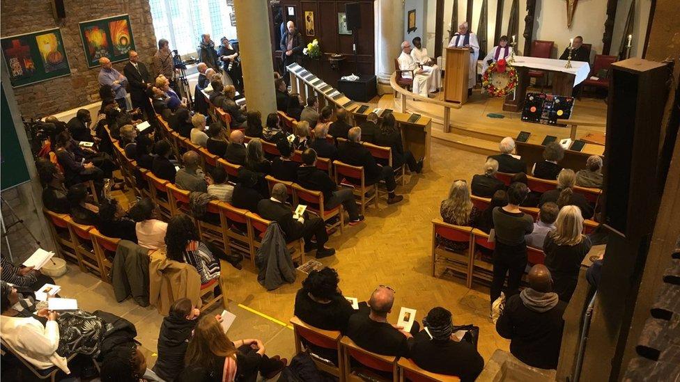 The funeral at St Agnes Church